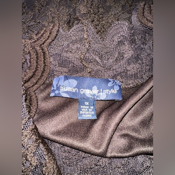 Susan Graver Style Women’s Chocolate Brown Blouse Short Sleeved size 1X - Picture 10 of 11